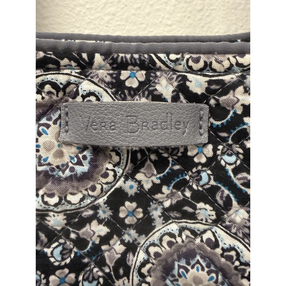 Vera Bradley Tote Bag W/ Double Straps Black & Gray With Floral - Picture 3 of 11